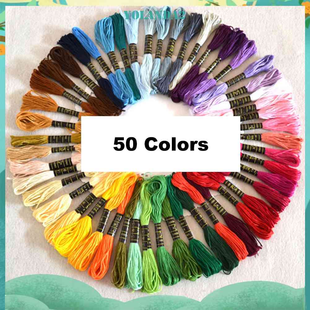 50 Cuộn Chỉ Thêu Nhiều Màu Sắc