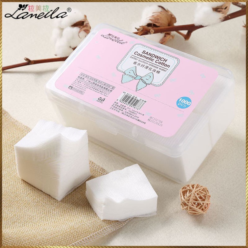 Bông Tẩy Trang 1000 Miếng Lameila - Bông Thấm Toner Nội Địa Trung Cotton Pads Mỏng Dai  BTT1000