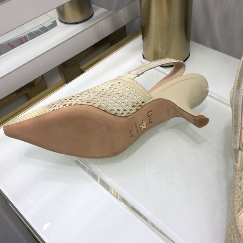 Cao gót lưới lót da bê cao cấp hàng thiết kế DIOR 2021CD 6.5cm