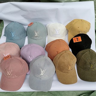 Mũ lưỡi trai thời trang vải nhung tăm thêu chữ LV - Mũ lưỡi trai Nam Nữ Unisex thêu chữ nổi cực đẹp