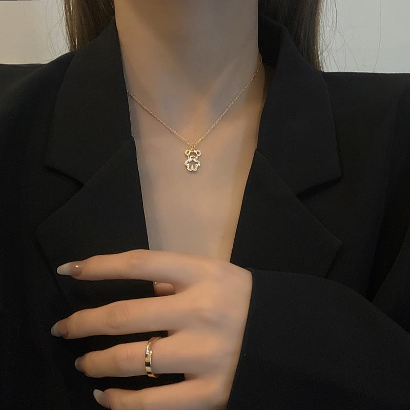 ✨✨Vòng cổ mặt hình gấu đính đá zircon dễ thương