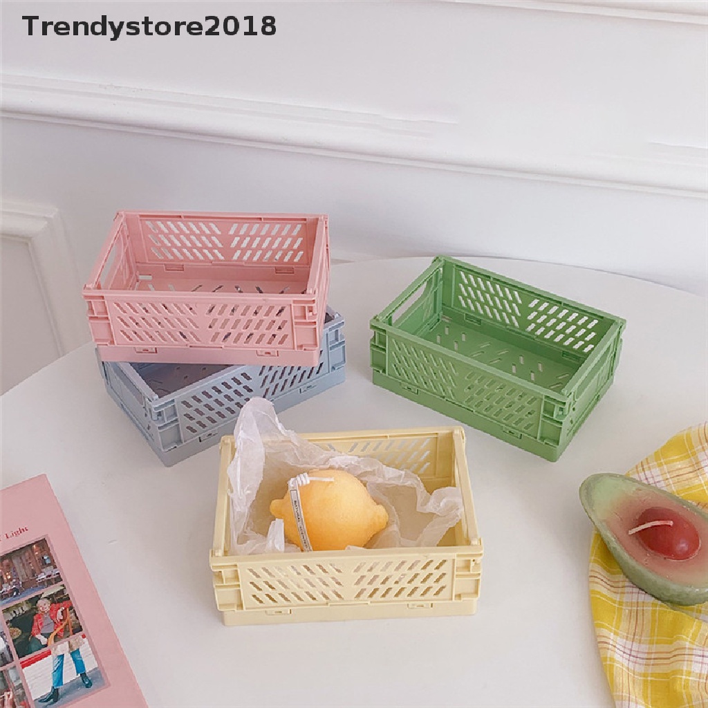 Giỏ Nhựa Mini Đựng Mỹ Phẩm Để Bàn Gấp Gọn Thời Trang 2018