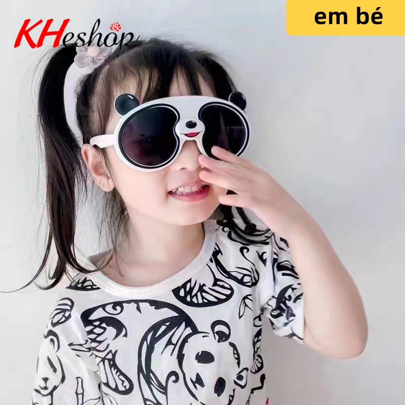 [ Kính Hot] Kính Râm Em Bé Gấu Trúc xinh xinh Form lớn chân thuôn dài, Silicone siêu mềm mã Y21006