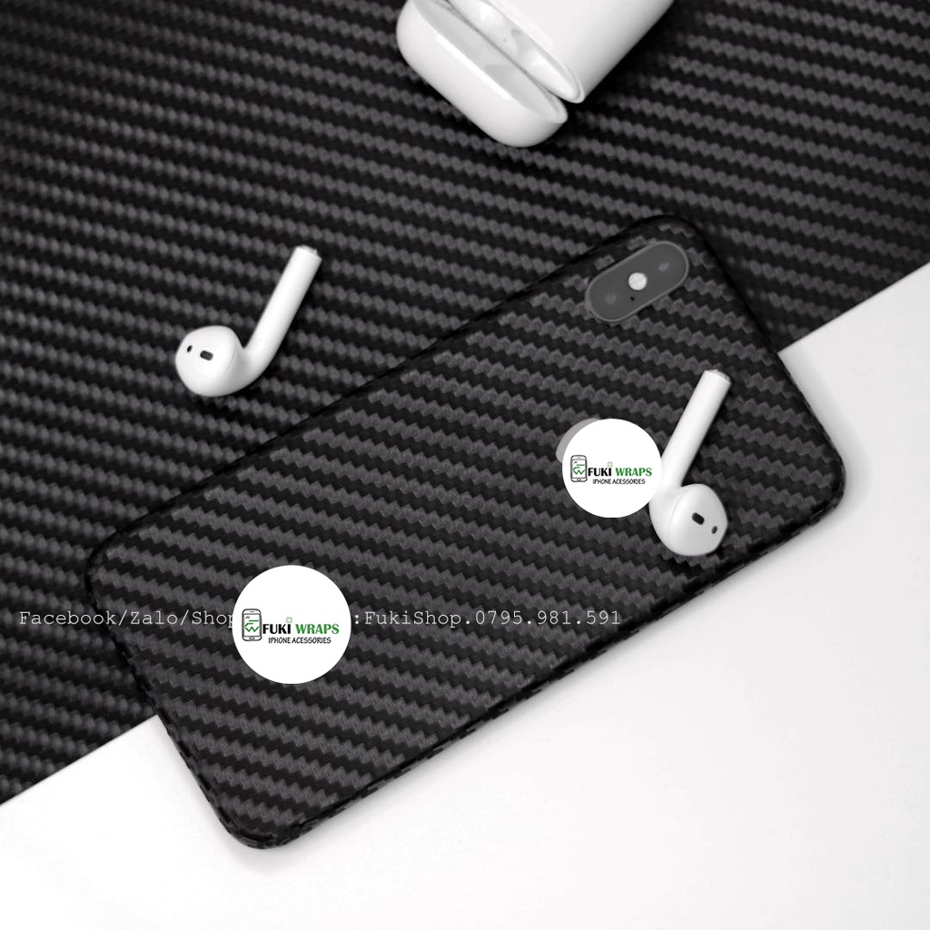Miếng dán Carbon Đen Dán Mặt Sau Full Viền Dành Cho 5 6 7 8 6plus 7plus 8plus X XS XSMAX 11 PRO MAX 12 PRO MAX