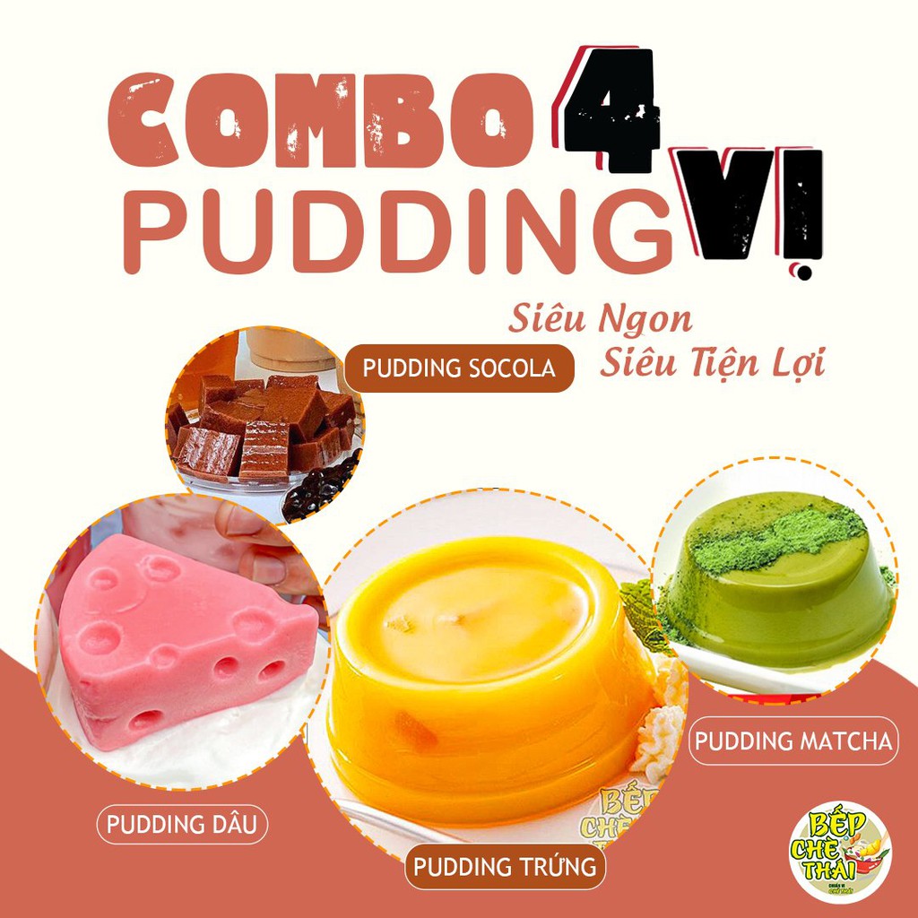 Pudding trứng ,socola,match,dâu siêu ngon BẾP CHÈ THÁI