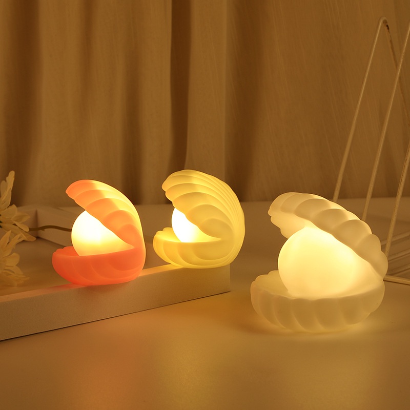 Đèn Để Bàn Trang Trí Hình Vỏ Sò Bằng Vinyl Phát Sáng Trong Đêm