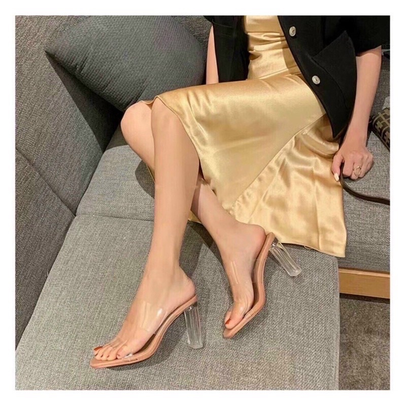 Guốc Quai Trong ZARA Mica Gót Trong Cao 7p 9p Mềm Êm Fullbox Hãng Cao Cấp. Giày Cao Gót Nữ Thời Trang Đính Đá