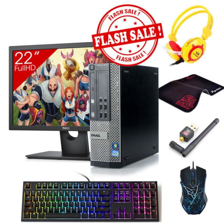 Máy tính Doanh Nghiệp DELL OPTIPLEX 9010 SFF + Màn hình Dell 22inch (Core I7 3770, Ram 16GB, SSD 480GB) + Quà Tặng