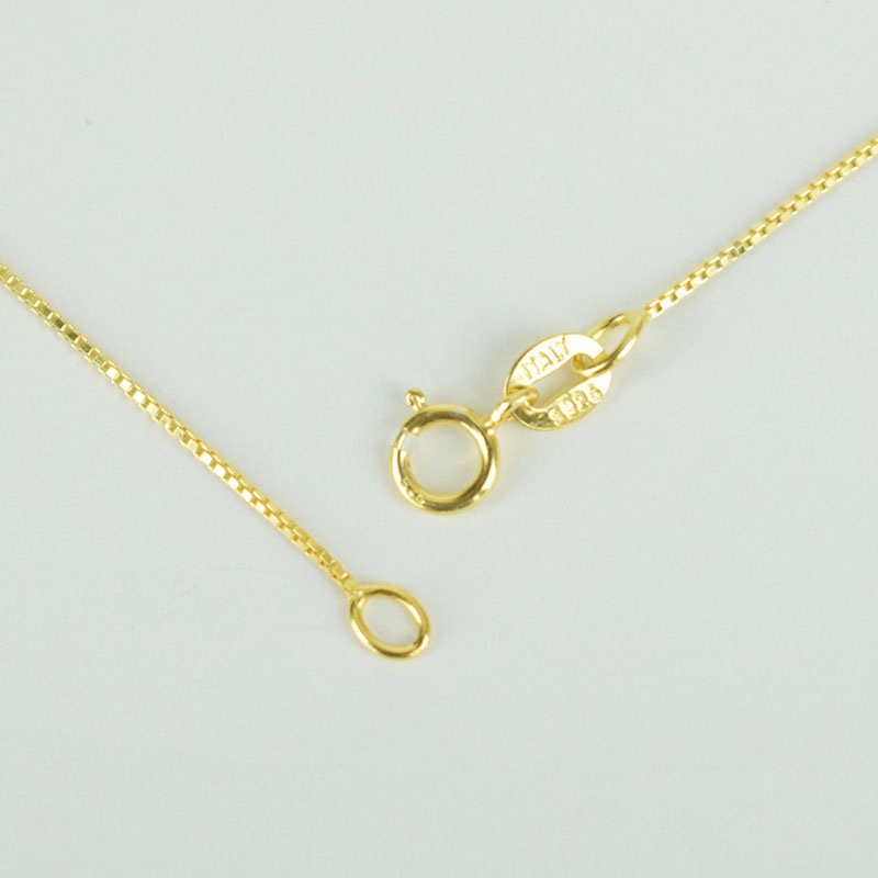 Dây chuyền hộp vàng 18k rắn 925 Sterling bạc vòng cổ 0,8mm Chuỗi hộp chiều dài khác nhau Mạ vàng đóng dấu 925