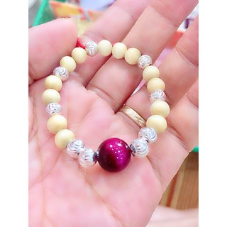 Vòng dâu tằm cho bé gái - mix đá mắt hổ