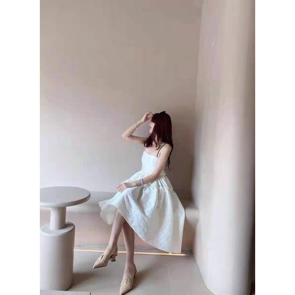 Jane Đầm xòe dự tiệc hoa gân nổi kiểu Pháp sang trọng quyến rũ 4 ảnh feelback cuối