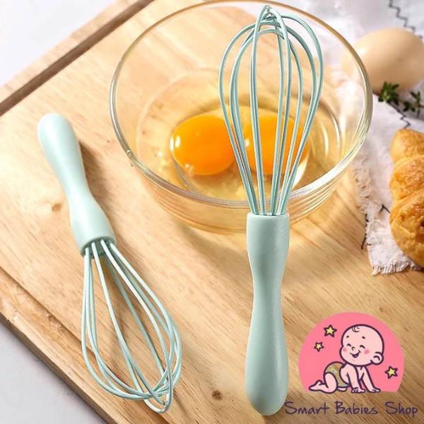 Dụng cụ đánh trứng cầm tay- phới lồng đánh trứng làm bánh khuấy bột bằng silicon màu Pastel