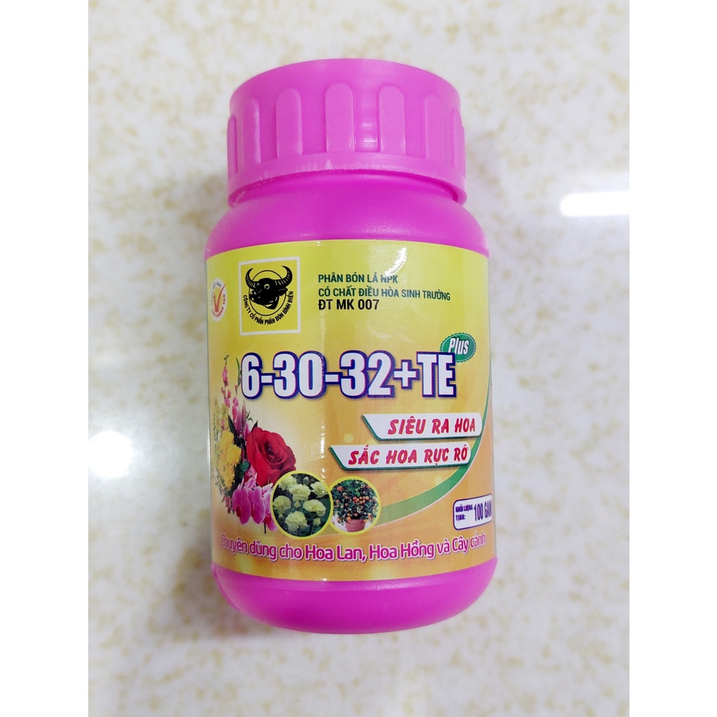 PHÂN BÓN LÁ ĐẦU TRÂU MK 6-30-32+TE PLUS hủ 100gr
