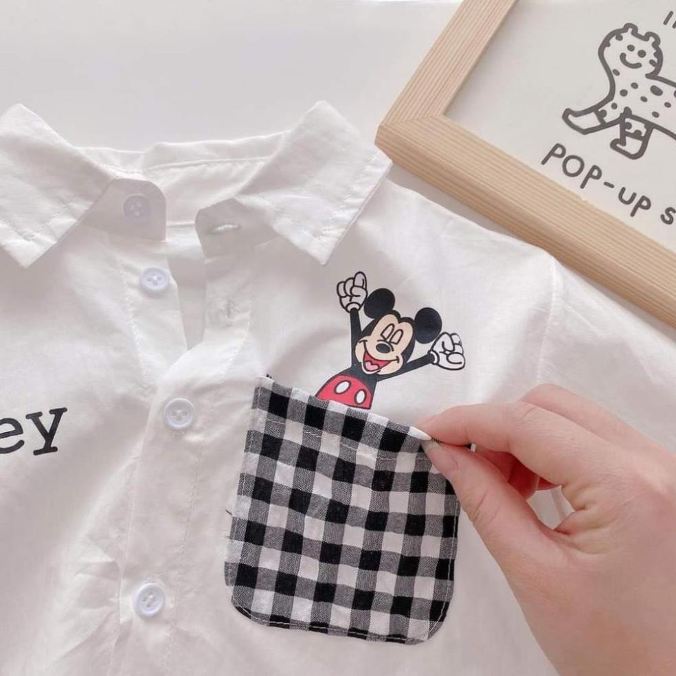 Áo sơ mi đũi cho bé trai phong cách Hàn Quốc size 9-23kg Hongvibaby