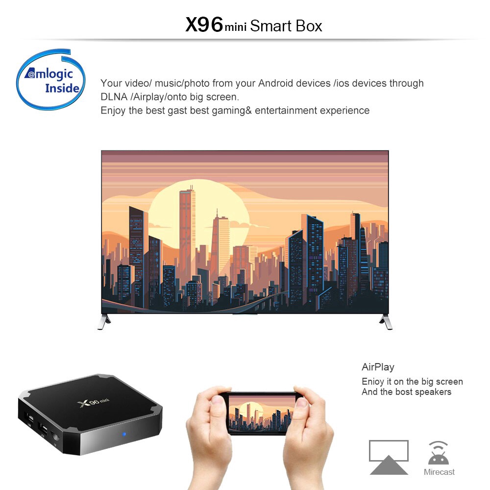 Bộ Tv Box Thông Minh X96 Mini Android 1g 8g . x96 mini. Lõi Tứ 2.4ghz Và Phụ Kiện