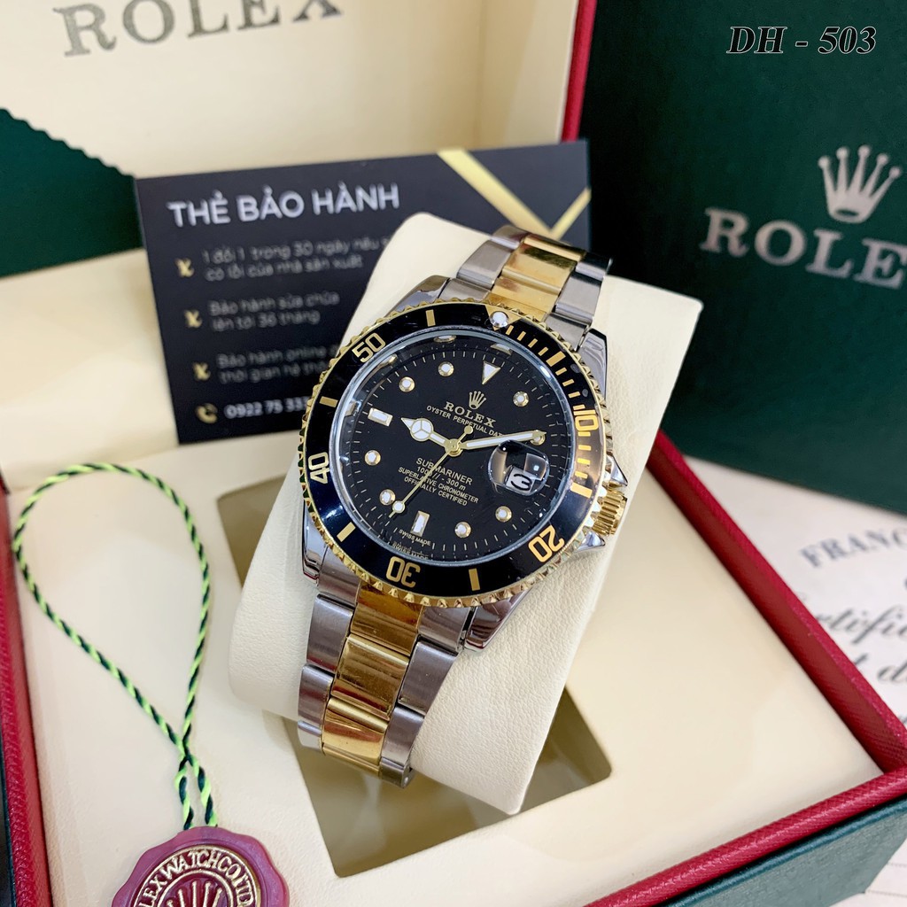 Đồng hồ nam Rolex mặt tròn toạ độ dây kim loại chống nước cao cấp DH503 Shop404 | BigBuy360 - bigbuy360.vn