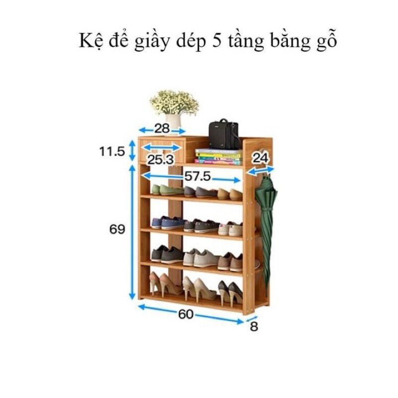 KỆ ĐỂ  GIẦY BẰNG GỖ 5 TẦNG CAO CẤP