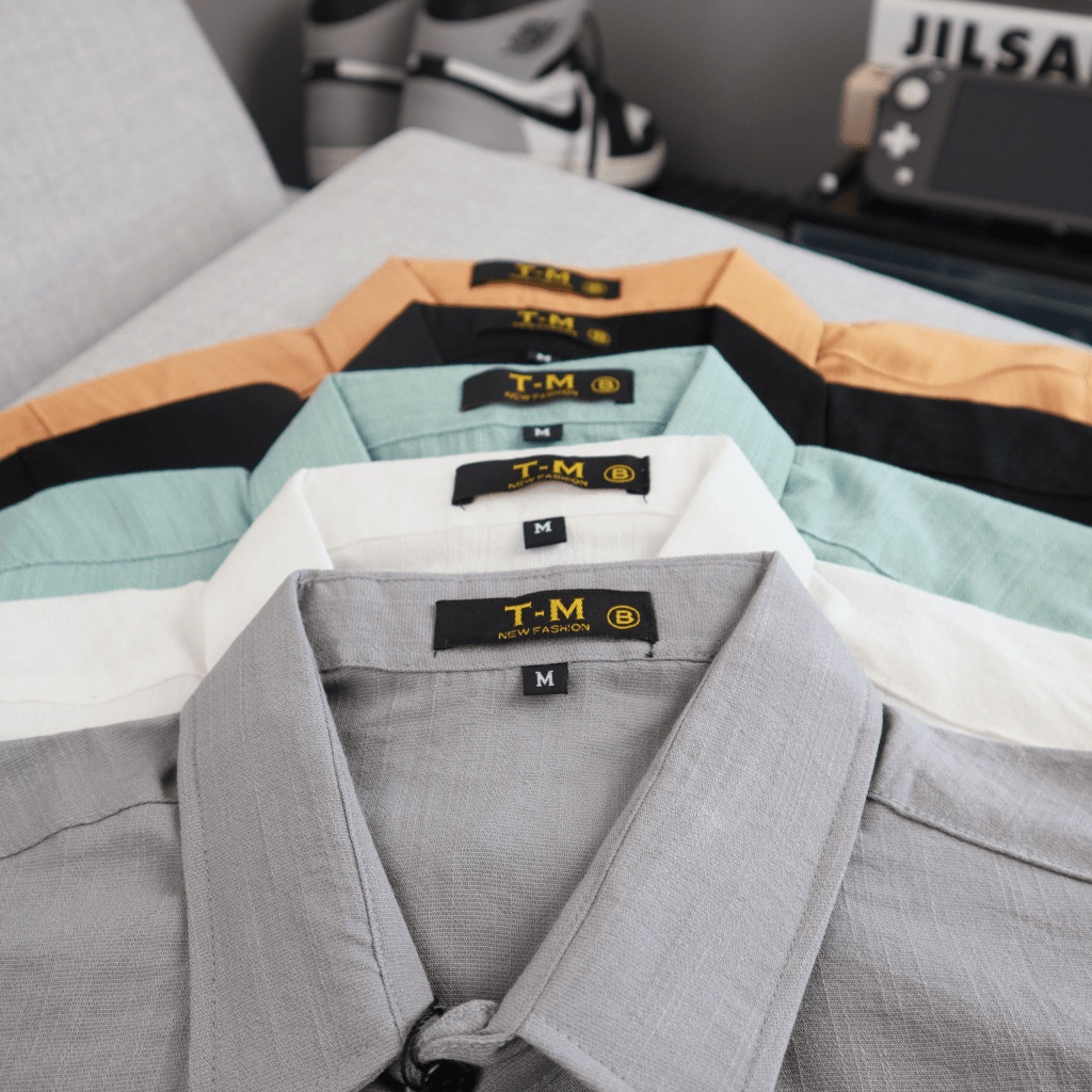 Áo Sơ Mi Nam Tay Ngắn Vải Đũi Thêu Chữ Cao Cấp Thiết Kế Sang Trọng Tôn Dáng Thời trang Cao Cấp [NEW UNISEX]