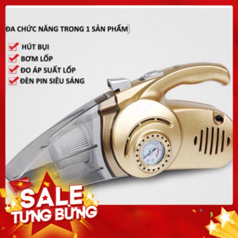 [FREE SHIP] 💥[CHÍNH HÃNG + FREE SHIP]💥 Máy Hút Bụi ô tô 4 in 1 Bơm Lốp Đo Áp Suất Và Đèn Pin Siêu Sáng BẢO HÀNH 1 NĂM�