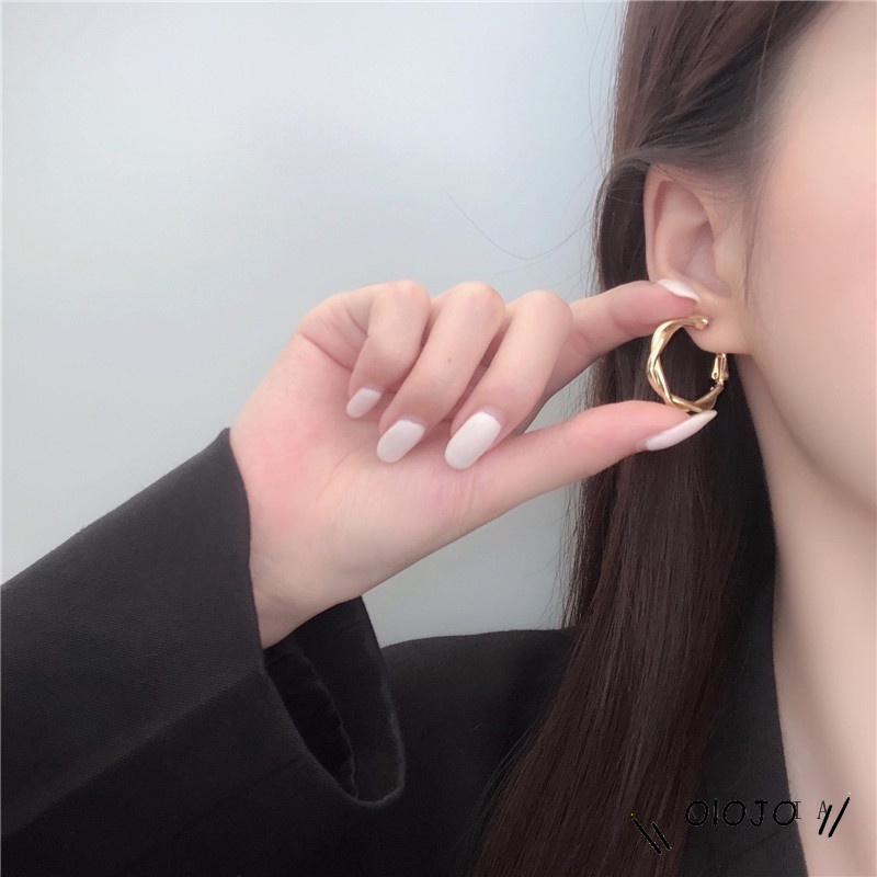 1 Cặp Bông Tai Kim Loại Hình Tròn Xoắn Sáng Tạo Phong Cách Hàn Quốc Cổ Điển Thời Trang