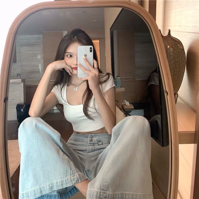 Hàng mới áo croptop ngắn tay ôm body