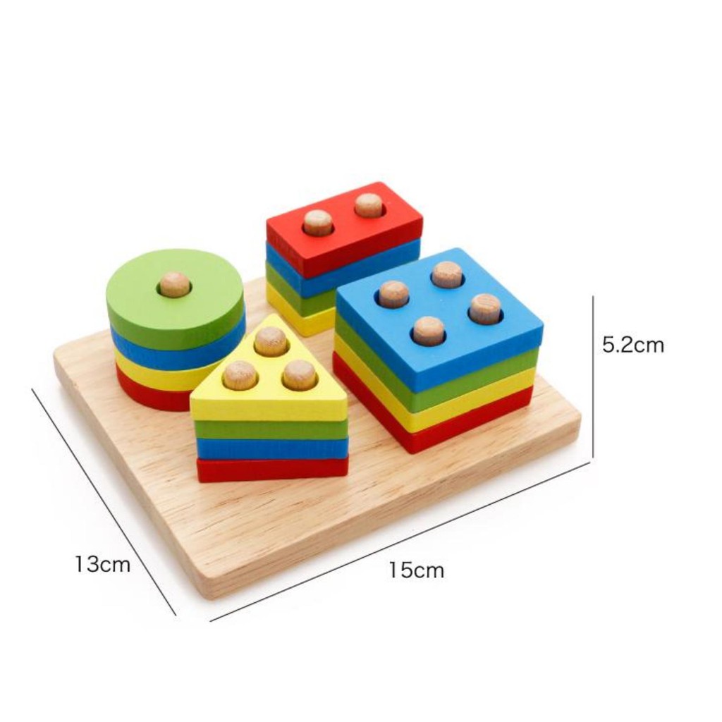 Combo 7 món đồ chơi gỗ tiết kiệm cho bé gồm sâu gỗ + đàn + tháp + luồn + tangram + đồng hồ + xếp gạch + câu bọ + câu cá