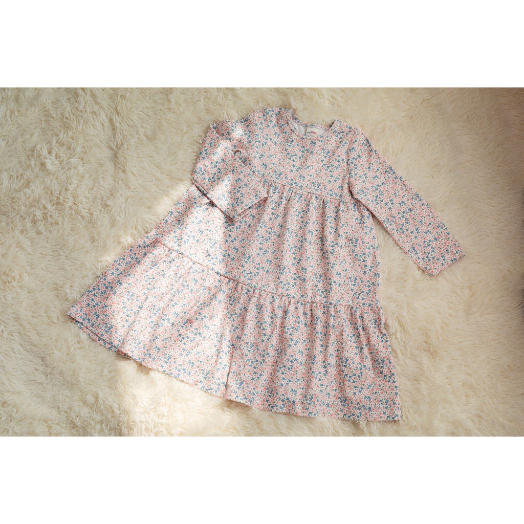 [LITTLE PINK] MIMOSA COTTON DRESS - Váy hoa nhí 3 tầng bé gái