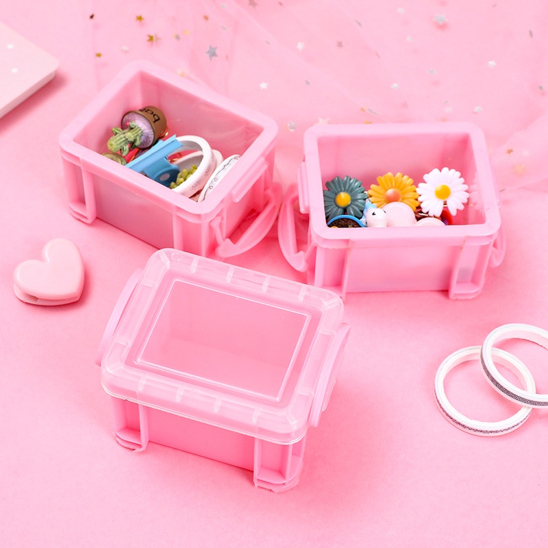 Hộp Nhựa Mini Màu Hồng HynBee  Đựng Sticker, Washi Tape, Phụ Kiện Trang Sức Siêu Dễ Thương