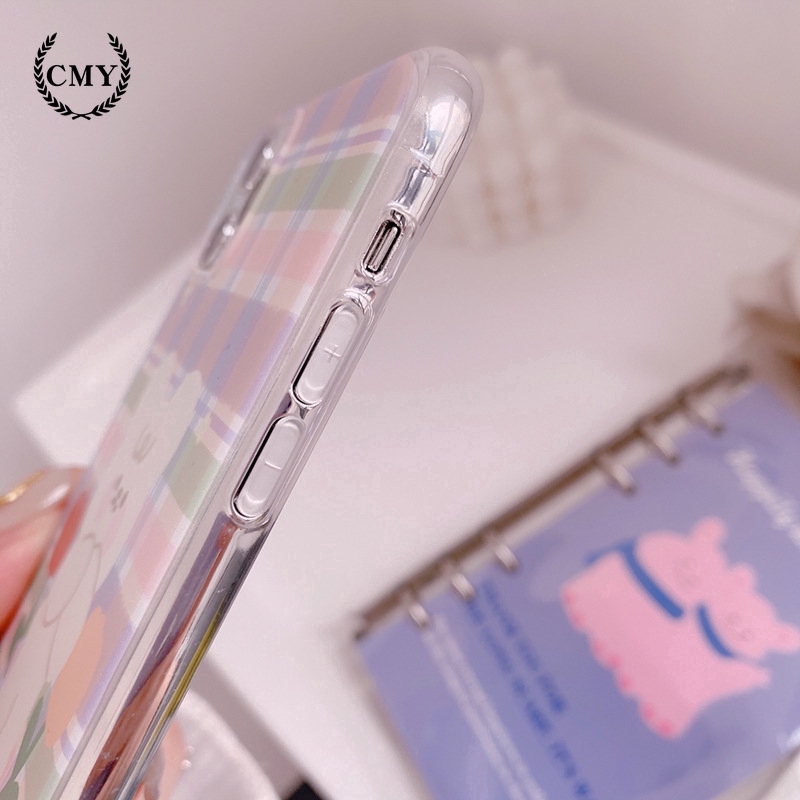 ốp iphone 11 Ốp điện thoại hình gấu và hoa hoạt họa cho iPhone11/11Pro 11pro Max X XR XS XS MAX 7 8 plus SE