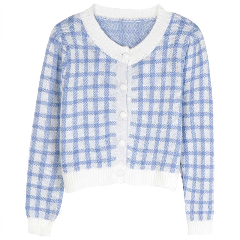 Áo Cardigan Len Tay Dài Dáng Ngắn Họa Tiết Kẻ Sọc Thời Trang Mới Cho Nữ
