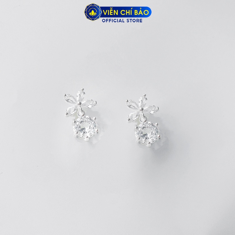 Bông tai bạc nữ hoa đá chất liệu bạc nữ 925 thời trang phụ kiện trang sức nữ thương hiệu Viễn Chí Bảo B400466-