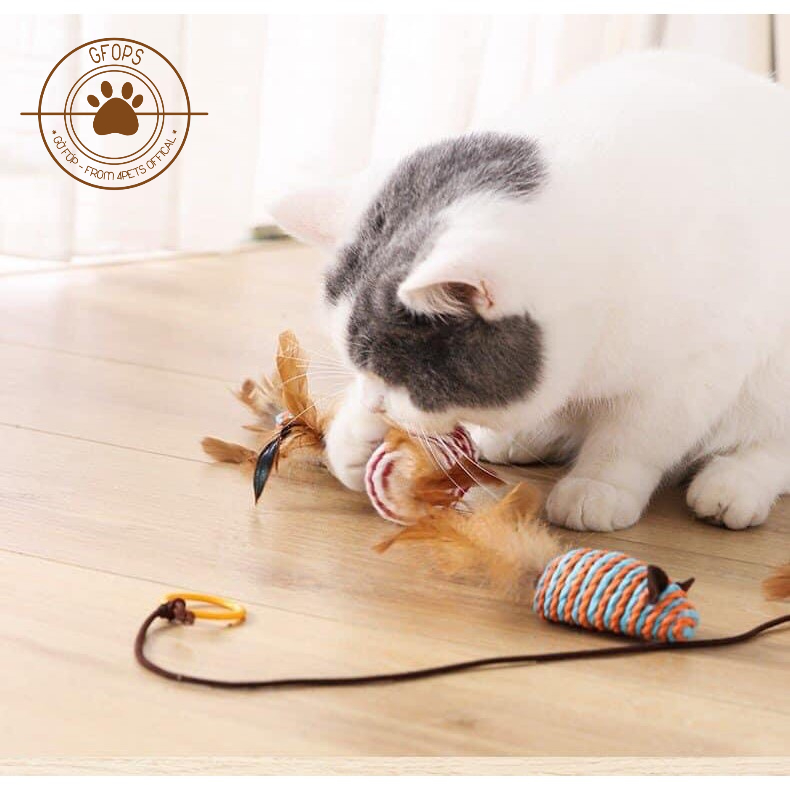 Combo 7 món cần câu gỗ kết hợp cào móng cho mèo - 4pets official