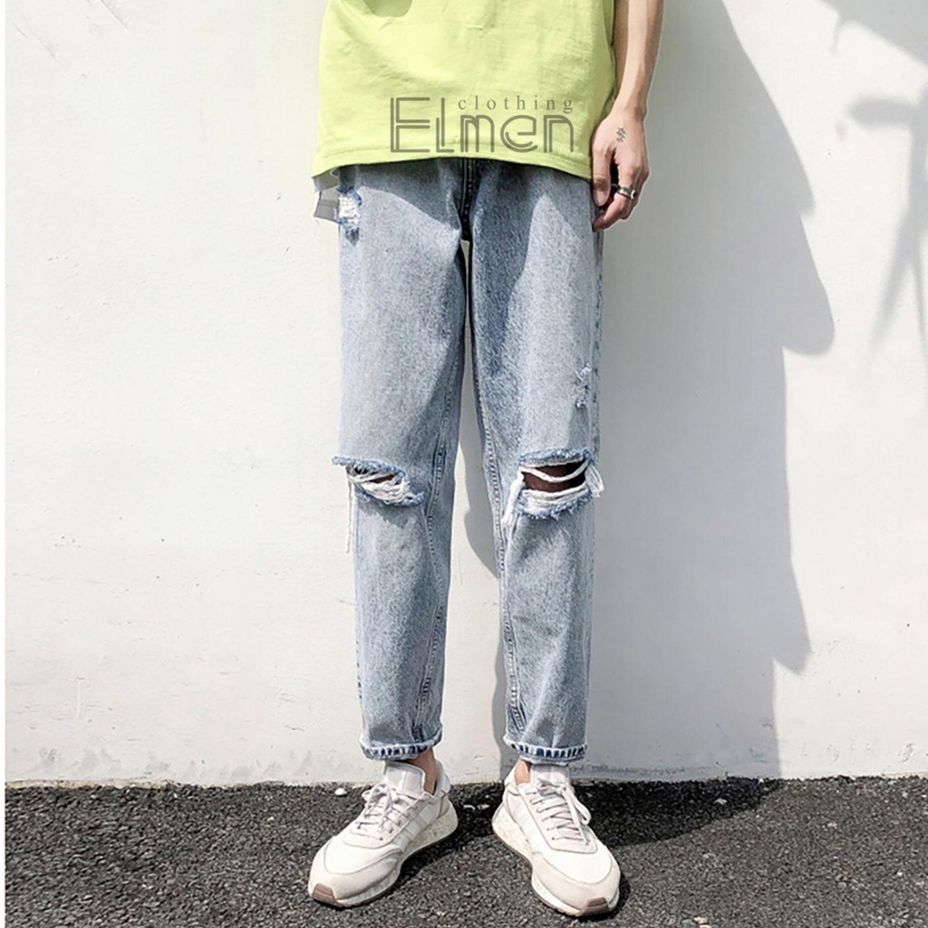 Quần Baggy Jean Nam Rách Gối Xước Chất Jean Dày Dặn Trẻ Trung Hiệ | BigBuy360 - bigbuy360.vn