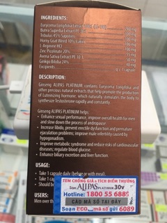 [SHOPEE TRỢ GIÁ] Sâm Alipas Platinum - Hộp 30 viên