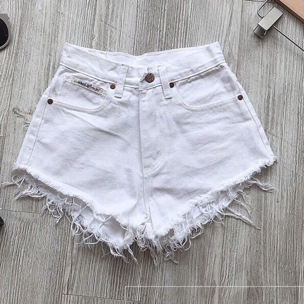 Quần short cạp cao tua rua nhiều size cho nữ kiểu dáng trẻ trung 2 màu đen trắng cơ bản hợp xu hướng thời trang