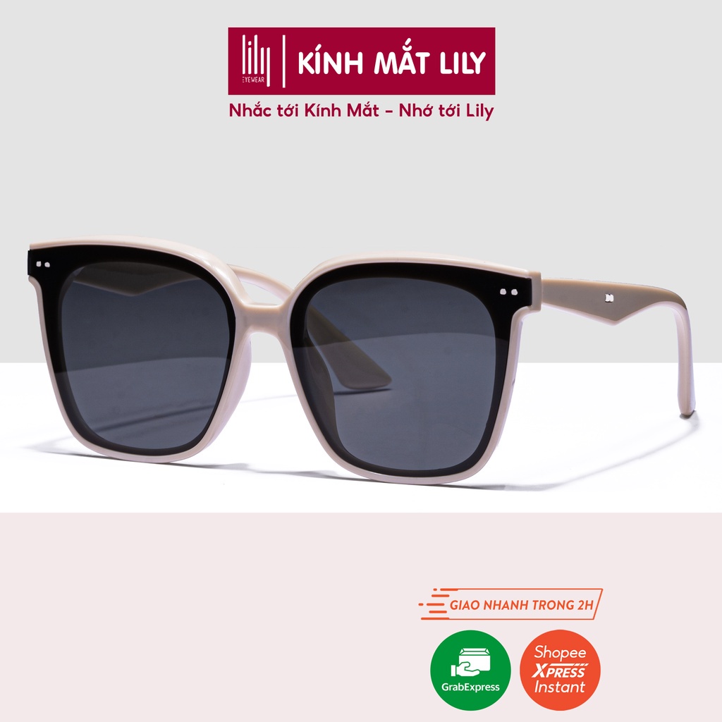 Kính mát nam nữ LILYEYEWEAR mắt vuông to đi đường chống UV400 phụ kiện thời trang 331