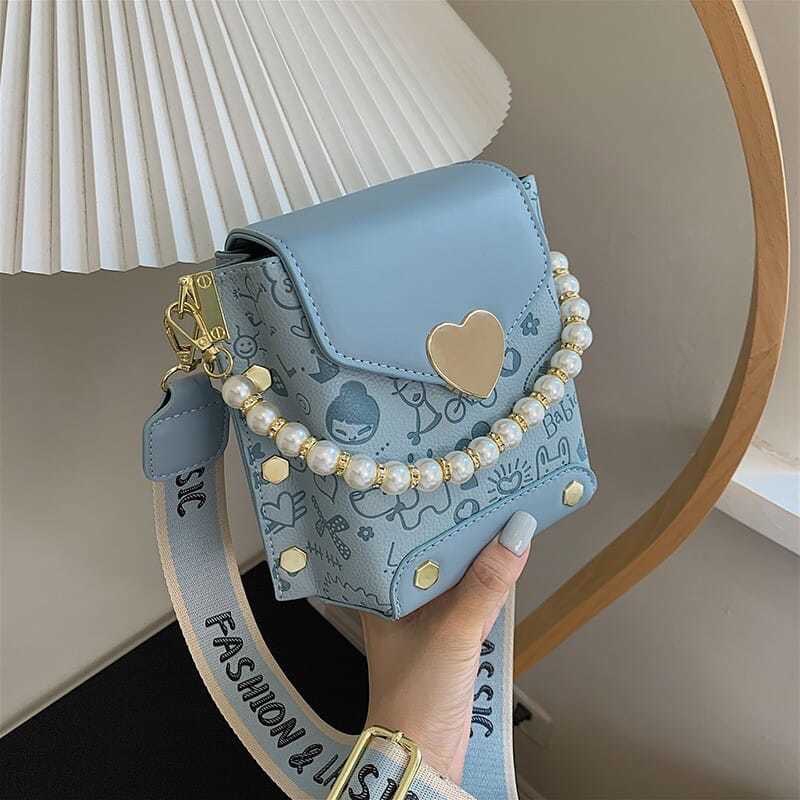 Túi Xách Đeo Chéo Dây Chữ, Túi Hộp Khoá Kéo, Hàng Quảng Châu