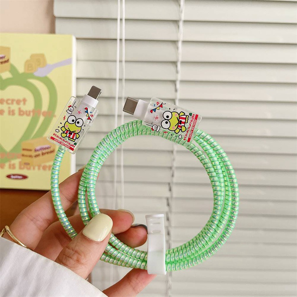 1 Bộ Vỏ Bọc Lò Xo Quấn Bảo Vệ Dây Cáp Sạc Dữ Liệu Hình Hoạt Họa Thủy Thủ Mặt Trăng / Gấu Kaws Dễ Thương Cho Android Type-C
