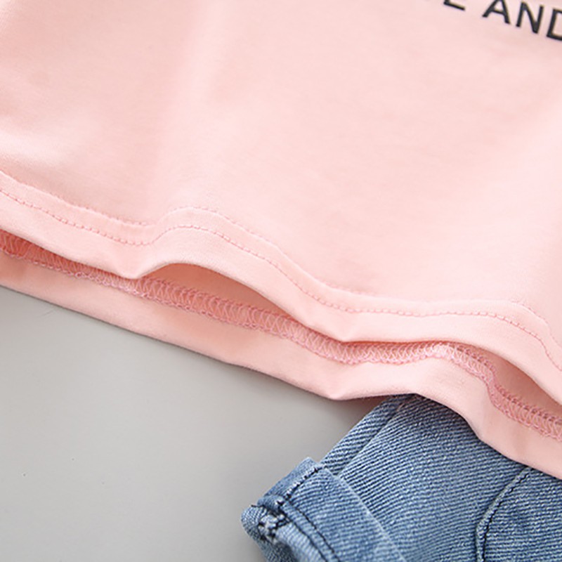 Set áo thun tay ngắn in hình và quần ngắn jeans cho bé trai 1-5 tuổi