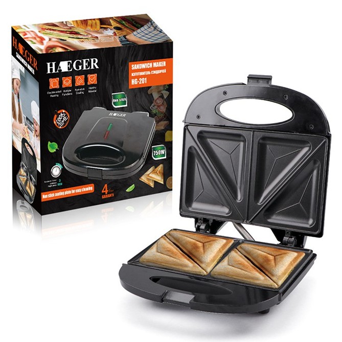 Máy kẹp sandwich HAEGER, nướng bánh mỳ tam giác Chính hãng