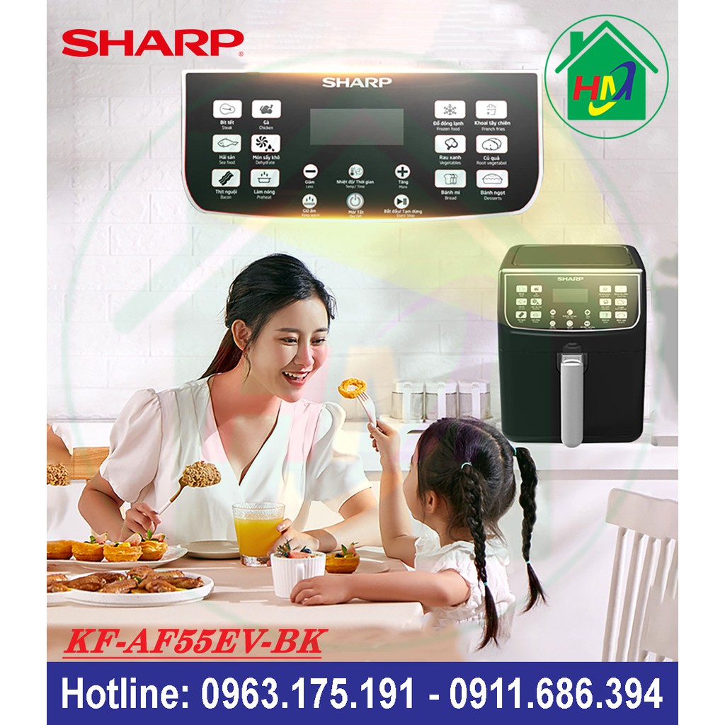 Nồi Chiên Không Dầu 5.5L Sharp KF-AF55EV-BK