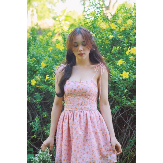 Junnie Dress - Váy hoa nhí + kèm khoác voan