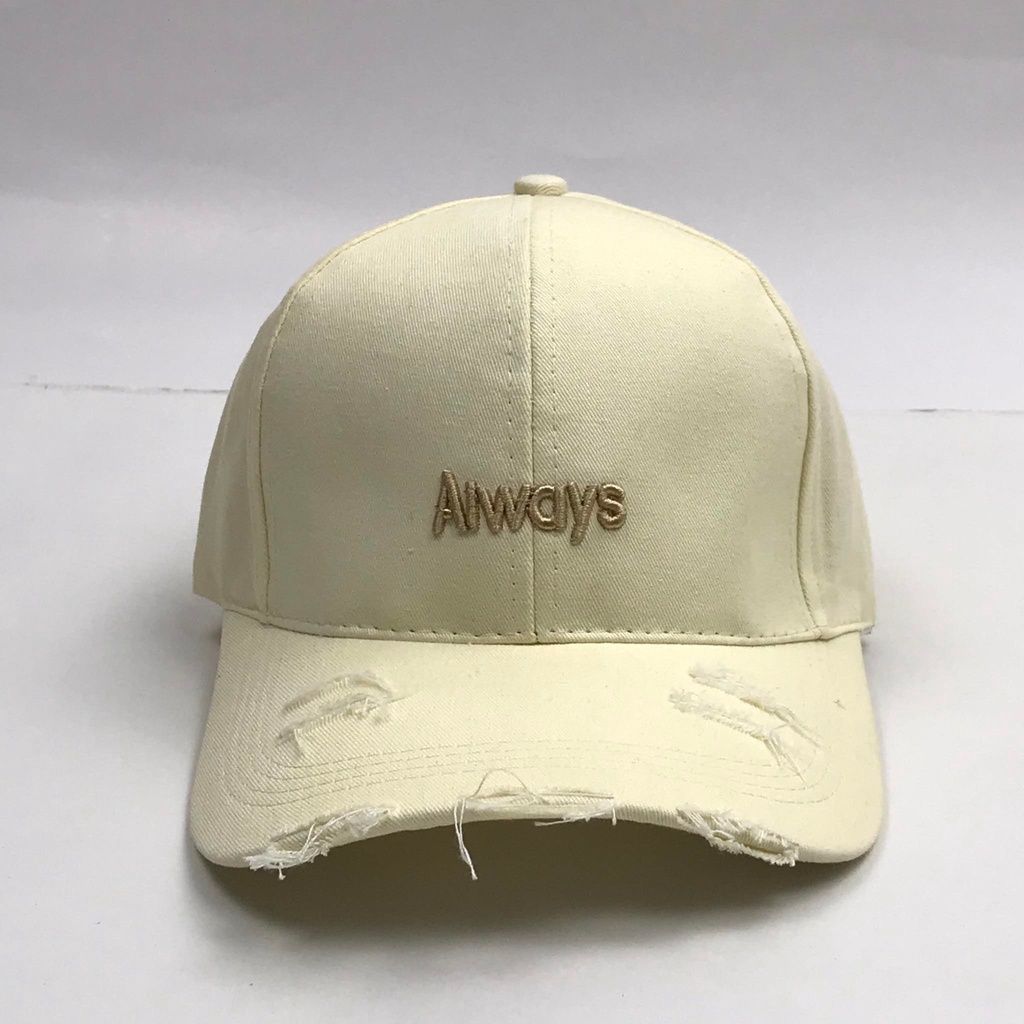 Mũ lưỡi trai thêu chữ Always Nón kết kiểu rách tua rua chất kaki thời trang form unisex nam nữ K17