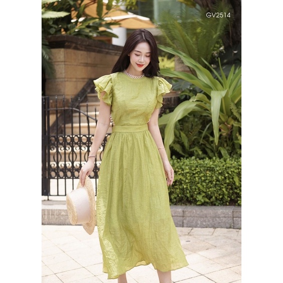 V821 - VÁY ĐŨI TƠ VIỀN REN TRÒN TAY BÈO 2 LỚP