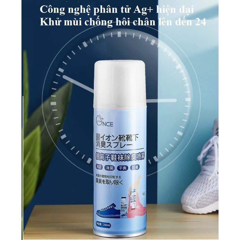 Chai Xịt Hôi Chân Nhật Bình Sịt Hôi Chân Khử Mùi Giày Công Nghệ Nano Bạc Mùi Dịu Nhẹ 260ml Đánh Bay Mùi Hôi Giày Dép