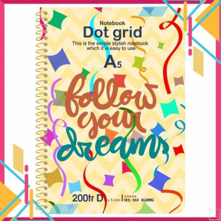 Sổ lò xo đơn KLONG A5 Dot Grid ruột chấm 70/76; MS: 968 []