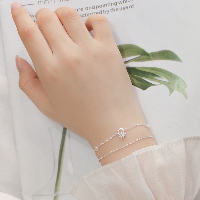 Lắc Tay Bạc Blue Peach Sun In Moon VN LT609