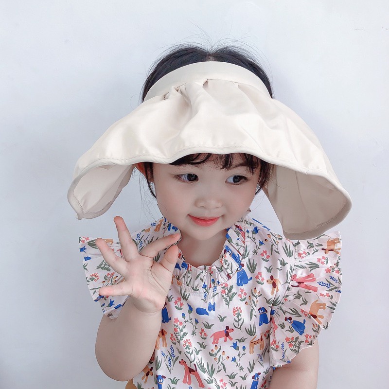 Mũ /Nón Vành Rộng Hở Chóp Màu Trơn  Che Nắng Hai Công Dụng Thiết Kế Gấp Gọn Thời Trang - Mũ đi biển Cho Bé