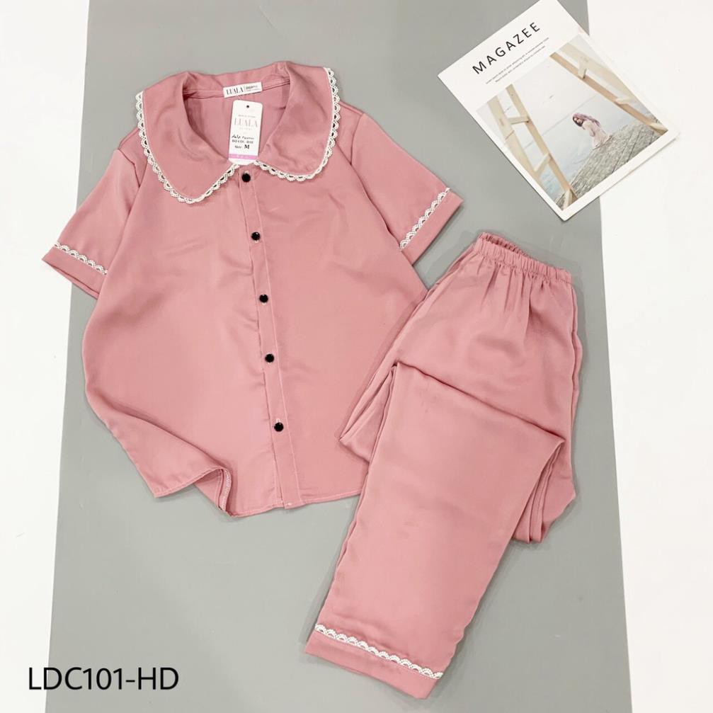 Bán Sỉ Lẻ Pijama Lụa Tằm Cao Cấp Chất Liệu Mềm Mại Không Nhăn Thiết Kế Cổ Sen Phối Ren Cực Xinh * 🎁