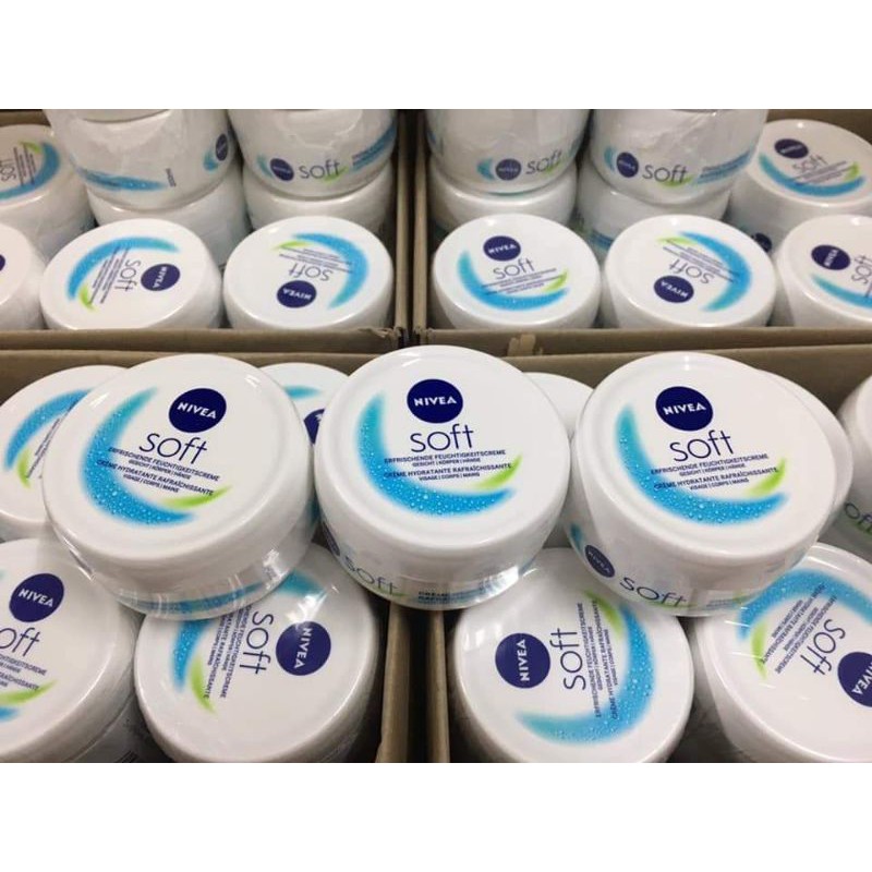 Kem dưỡng Nivea Soft - bản in tiếng ĐỨC và PHÁP trên hộp